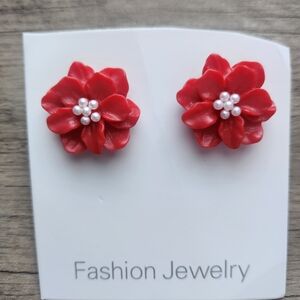 Red Floral Fashion Jewelry Earrings